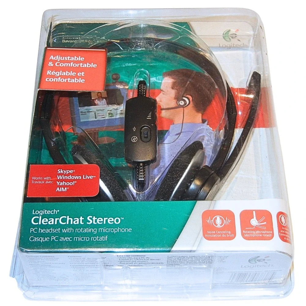 Logitech ClearChat Stereo PC Headset with Rotating Microphone NEW